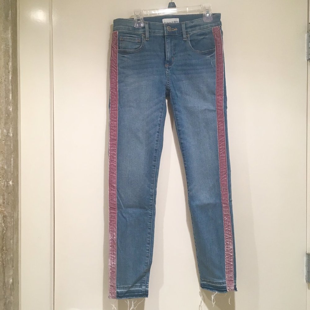 Loft Modern Skinny Pink Tuxedo Stripe Jean 24/00 - Picture 3 of 6
